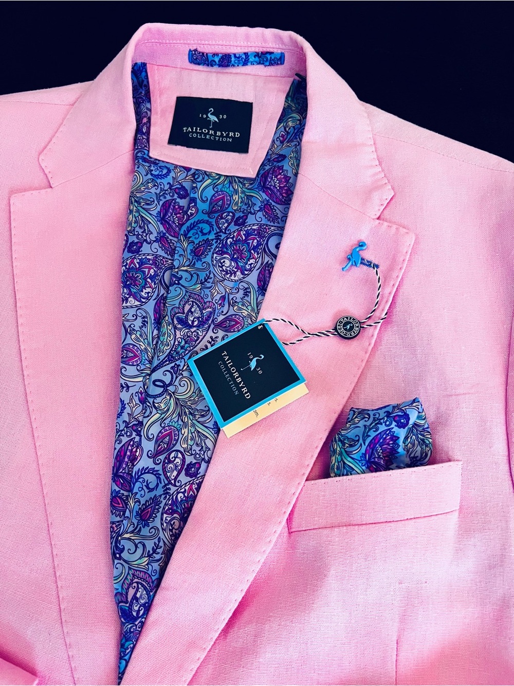 Linen blend TailorByrd Pink Blazer for Men - Picture 3 of 13